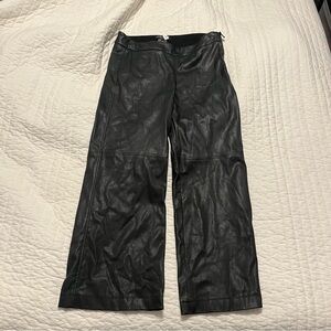 David Lerner Black Faux Leather Wide-Leg Pants